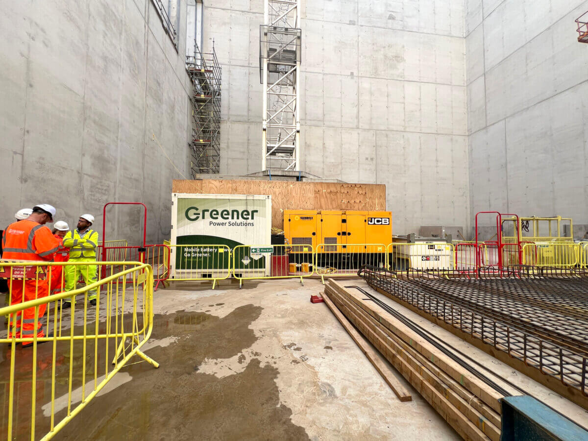 Building site with a battery and a generator.